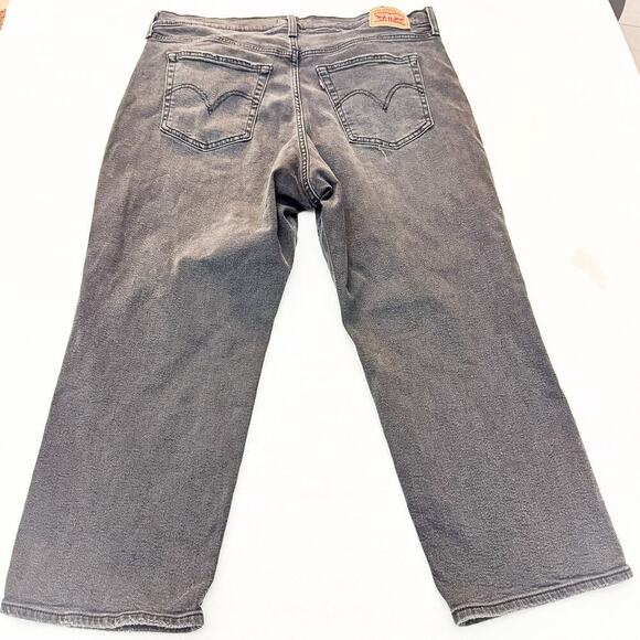 Levi's Wedgie Straight Charcoal Black Button Fly Denim Jeans Size 20 Women - Picture 3 of 9